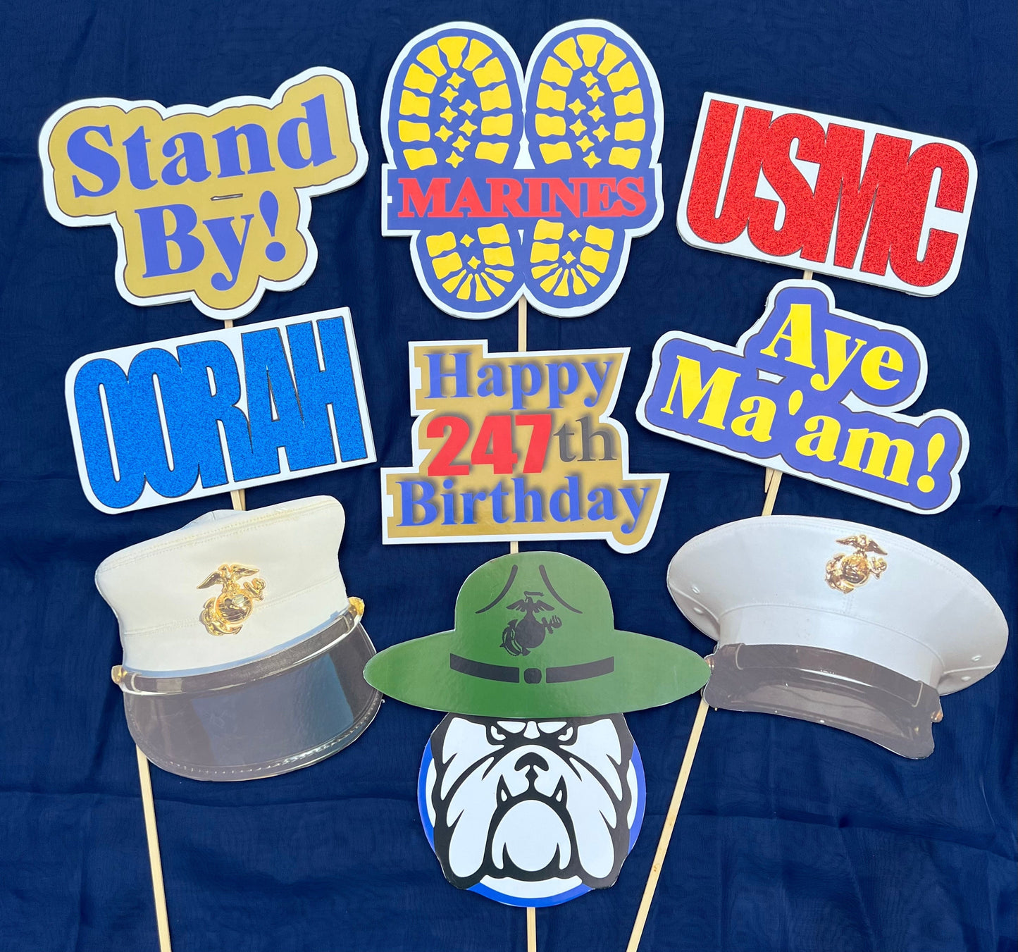 Marine Corps Party Photo Booth Props: USMC Graduation, Ball, Birthday, 250th Marine Corp, USMC License #286-23