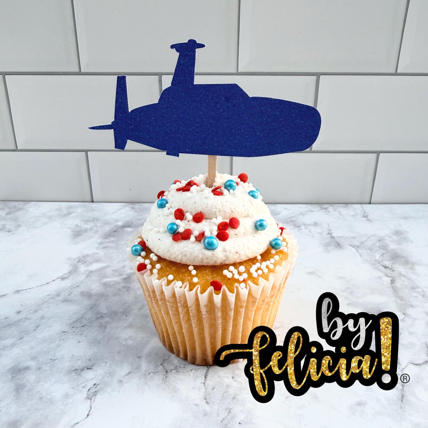 Navy Cupcake Toppers: USN Party Decorations