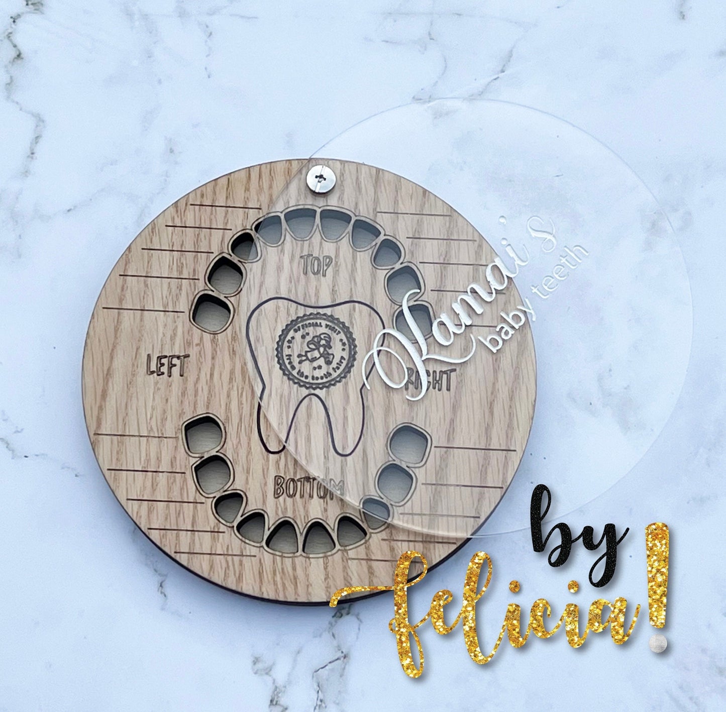 Personalized Wooden Tooth Fairy Box: Red Oak Baby Teeth Keepsake